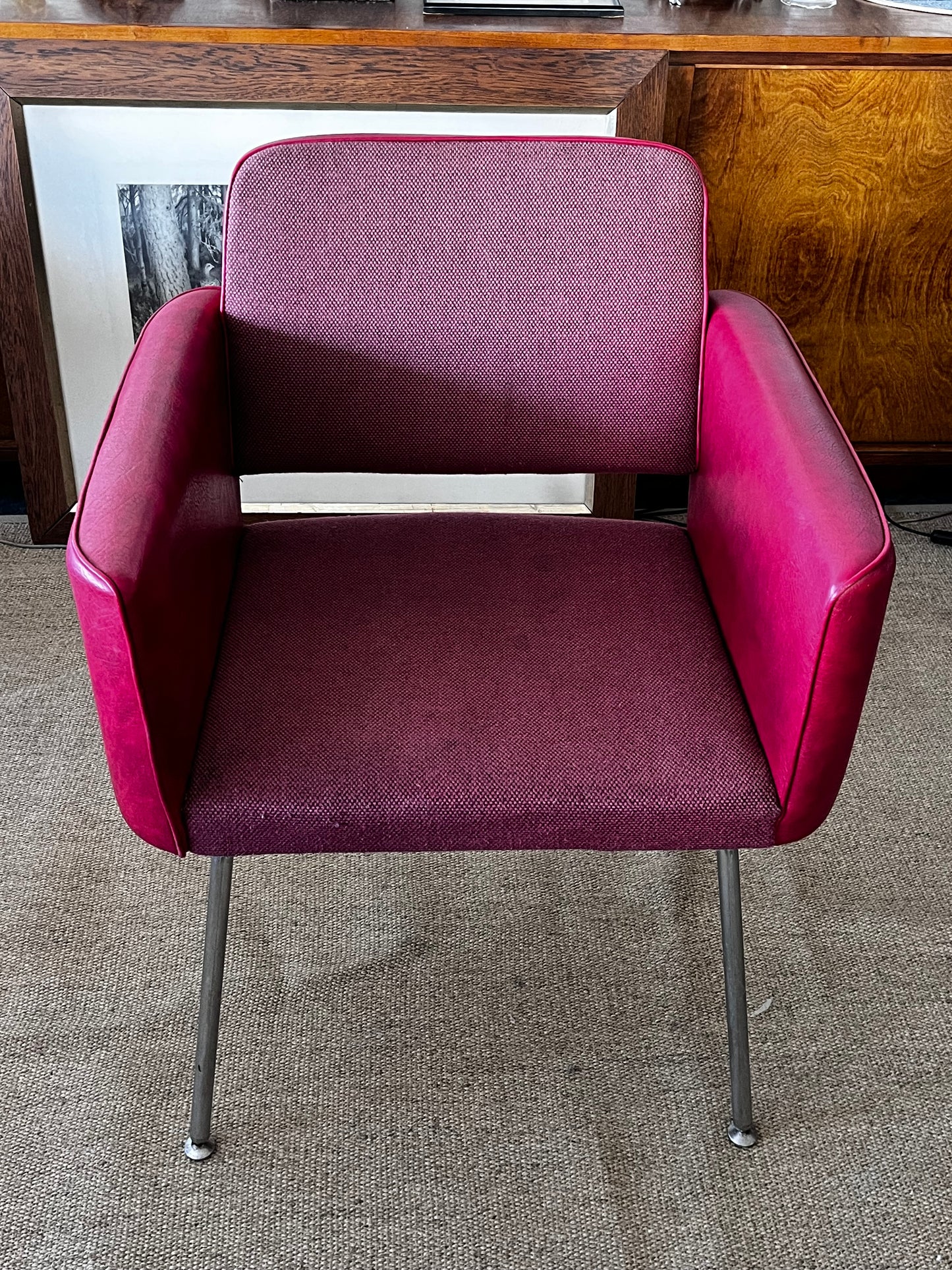 Asko 70-luku,punaiset nahka/kangastuolit