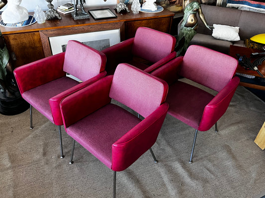 Asko 70-luku,punaiset nahka/kangastuolit