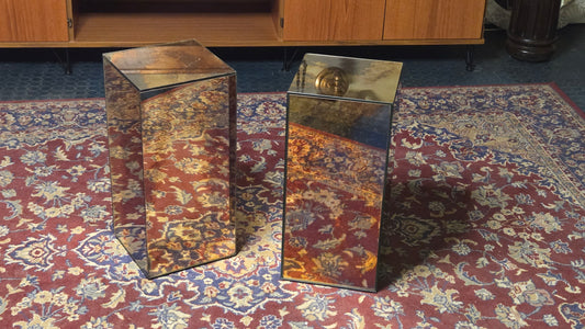 Peililasipedestaalit / jalustat, 2 kpl – 70/80-luku