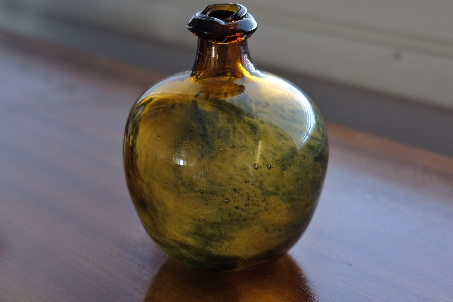 Vintage glass bottle signed