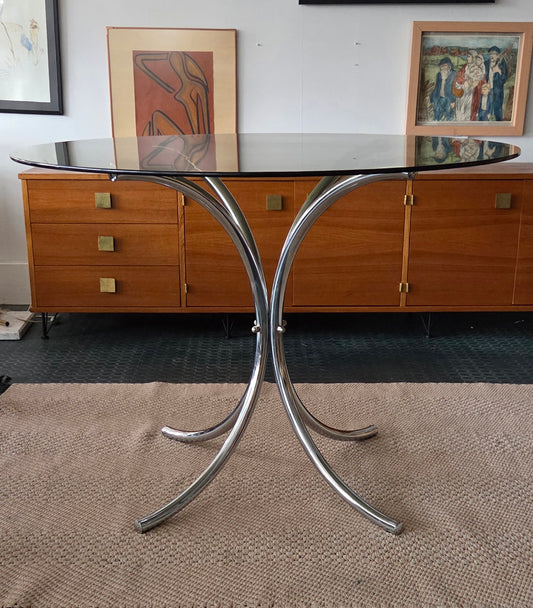 Pyöreä lasipöytä 80/90-luku