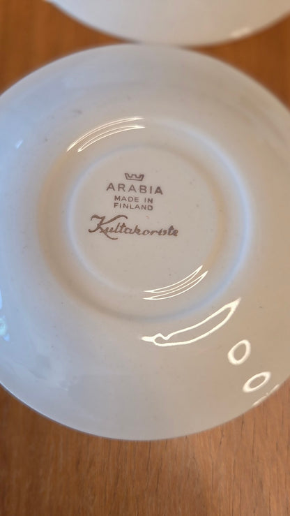 Arabia – vaakunakoristeiset kahvikupit ja asetit