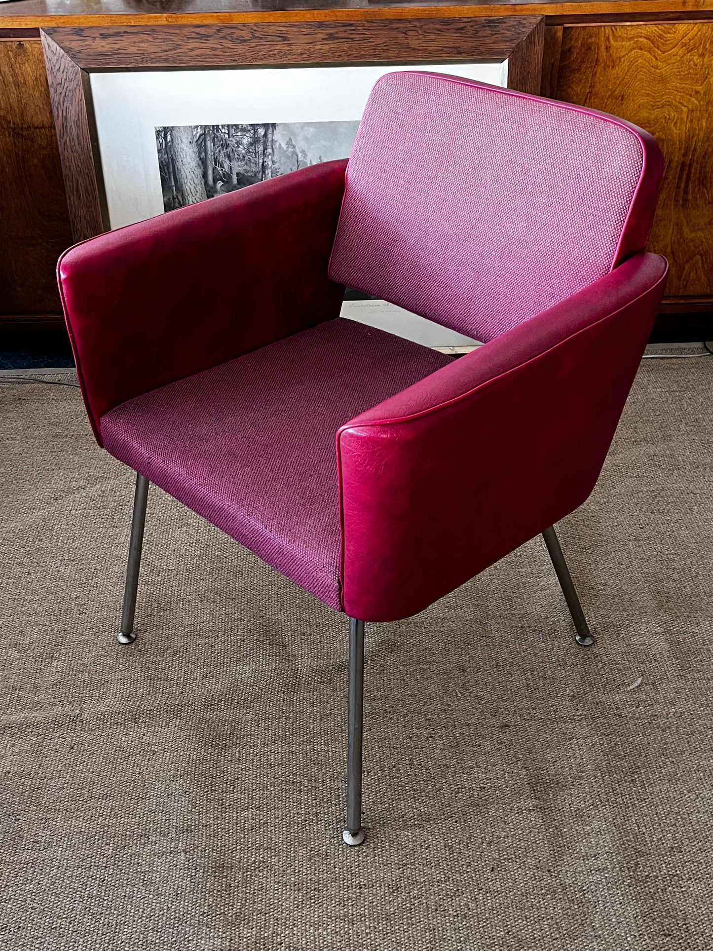 Asko 70-luku,punaiset nahka/kangastuolit