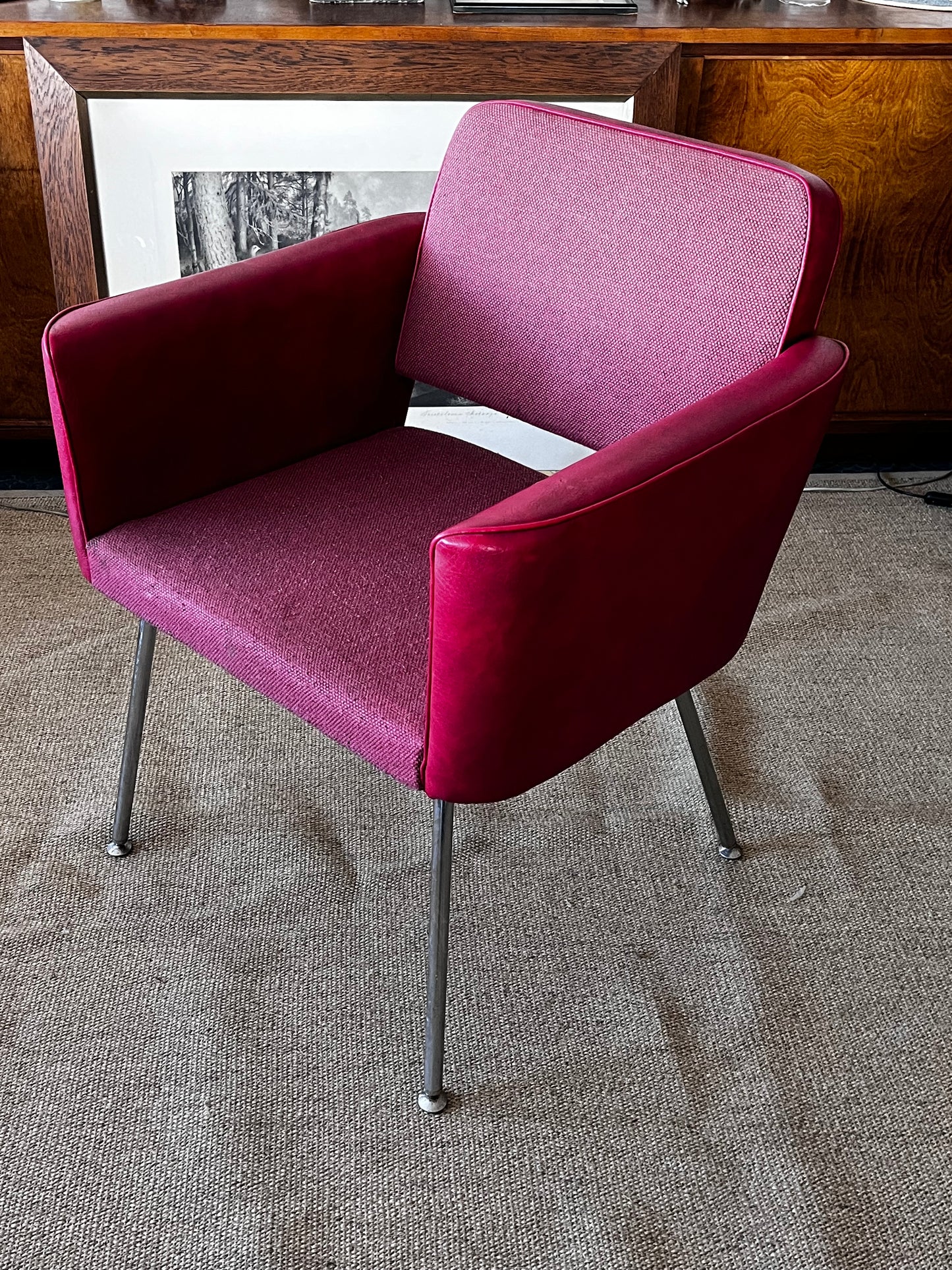 Asko 70-luku,punaiset nahka/kangastuolit