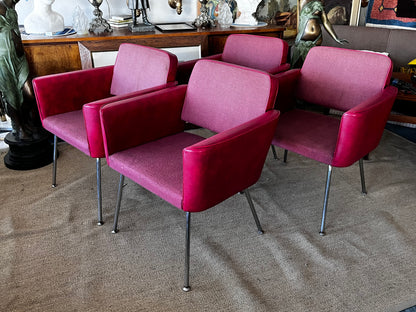 Asko 70-luku,punaiset nahka/kangastuolit