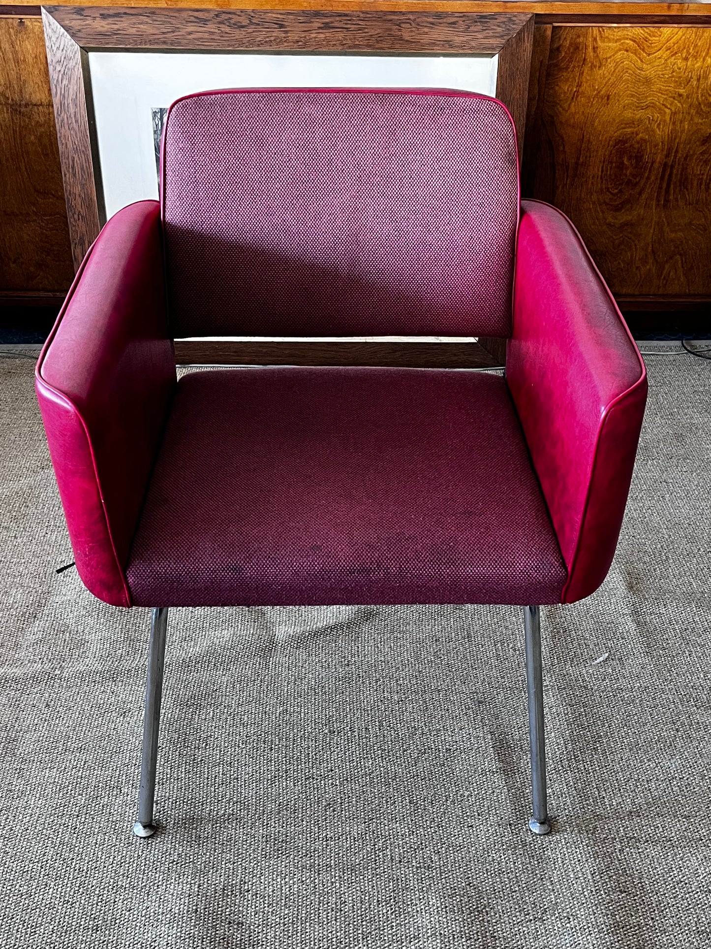 Asko 70-luku,punaiset nahka/kangastuolit