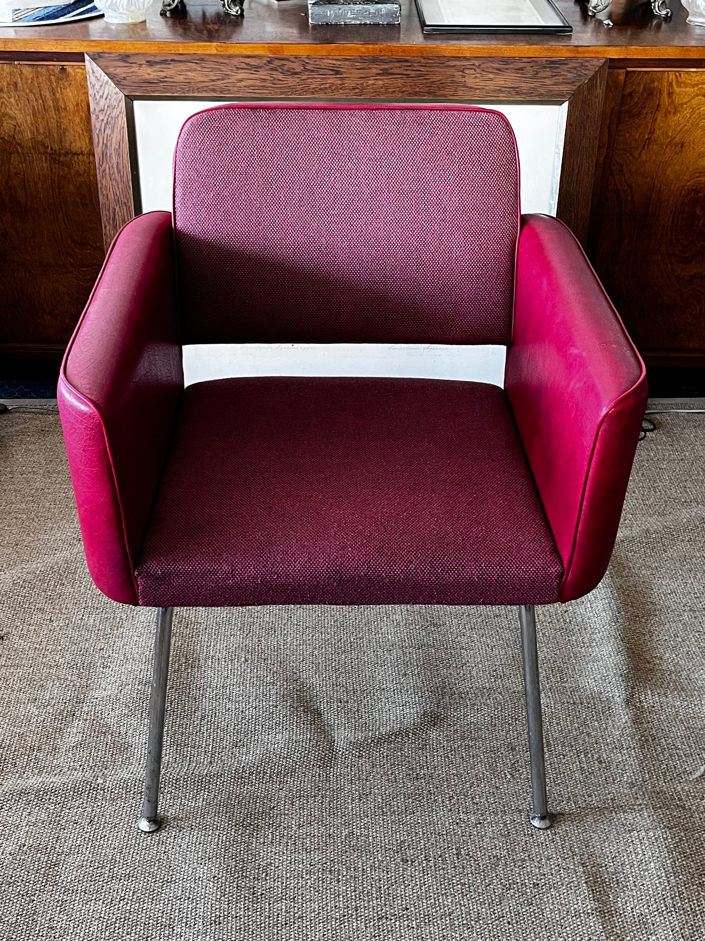 Asko 70-luku,punaiset nahka/kangastuolit