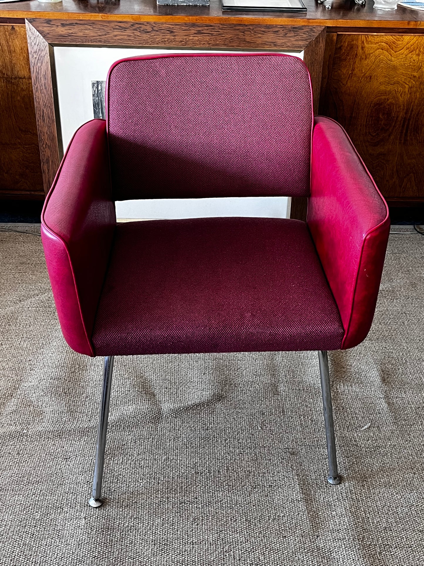 Asko 70-luku,punaiset nahka/kangastuolit