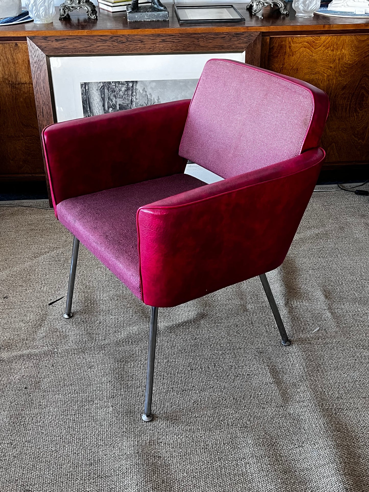 Asko 70-luku,punaiset nahka/kangastuolit