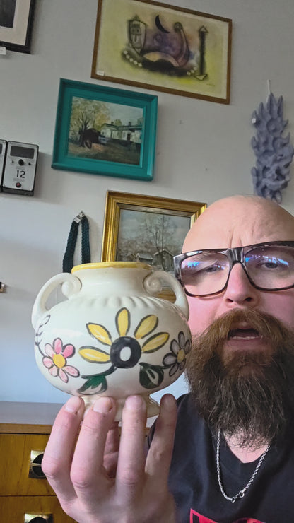Kupittaan Saven hand-painted vase, signed LM
