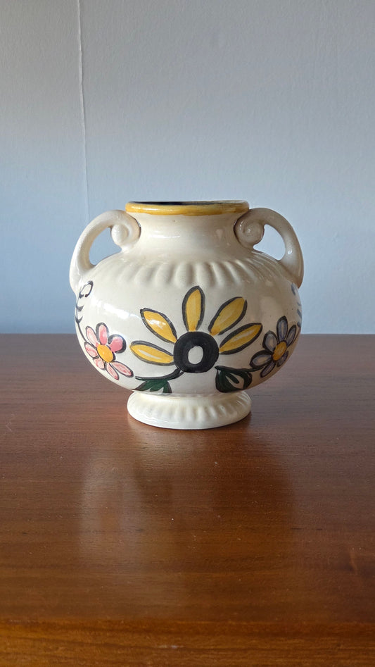 Kupittaan Saven hand-painted vase, signed LM