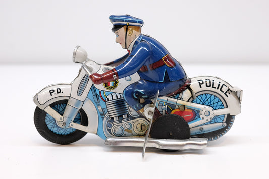 1950-luvun poliisimoottoripyörä. Valmistaja: Kasaburo Ota,  Peltilelu