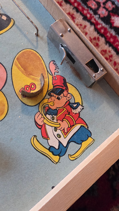 Mekaaninen flipperipeli / nupottelupeli – sirkusaiheinen, 41 x 20 cm