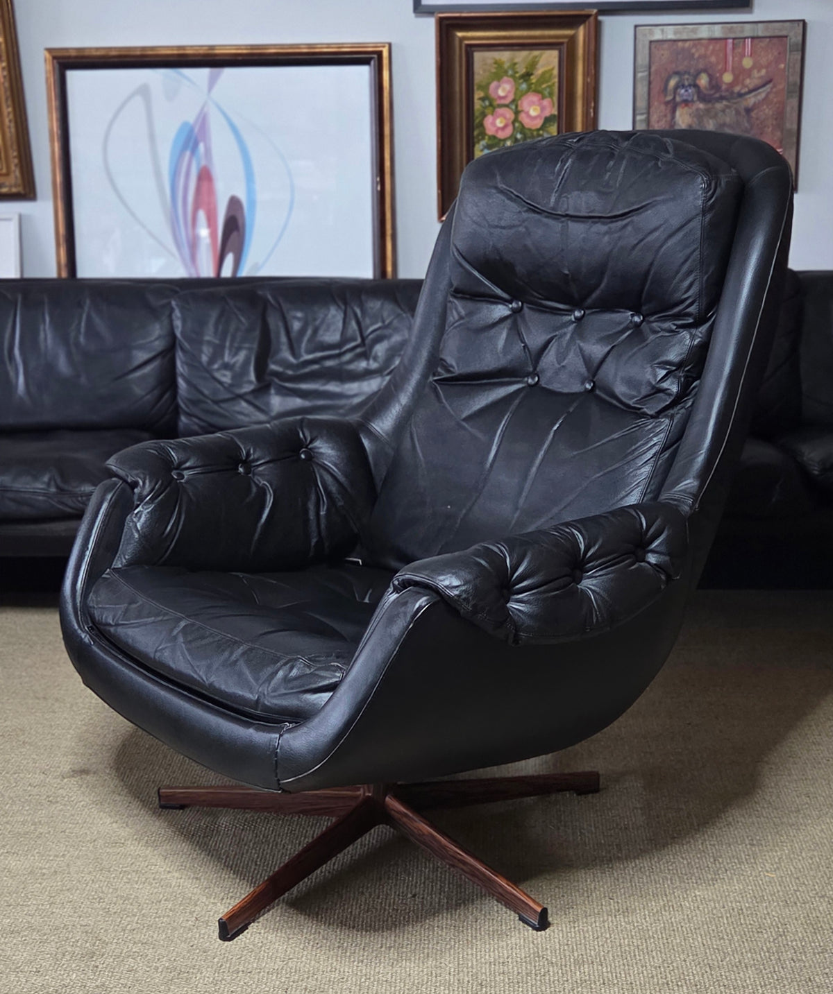 Asko Lounge tuoli – nahkaa, 70-luku