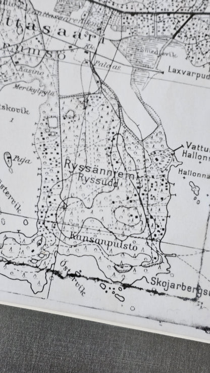 Vanha kartta Lauttasaari kehystettynä