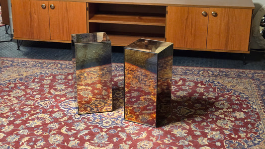 Peililasipedestaalit / jalustat, 2 kpl – 70/80-luku